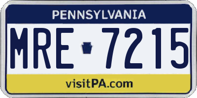 PA license plate MRE7215
