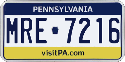 PA license plate MRE7216