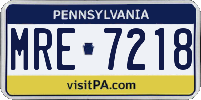 PA license plate MRE7218
