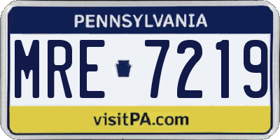 PA license plate MRE7219