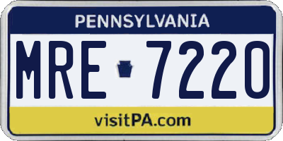 PA license plate MRE7220