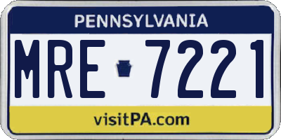 PA license plate MRE7221