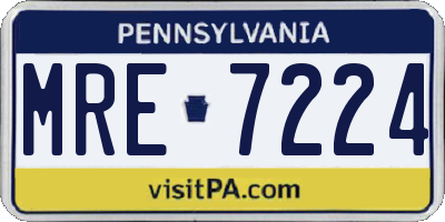 PA license plate MRE7224