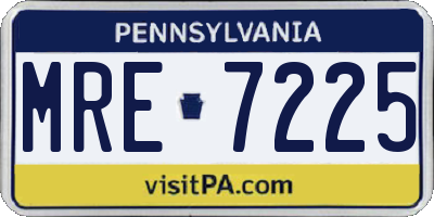 PA license plate MRE7225