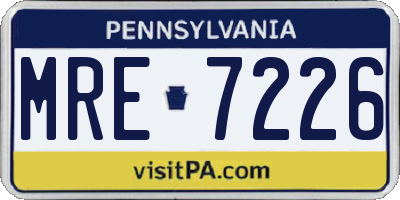 PA license plate MRE7226