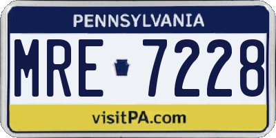 PA license plate MRE7228