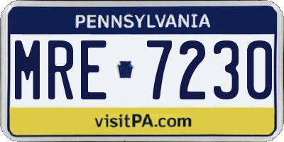 PA license plate MRE7230