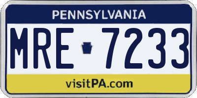 PA license plate MRE7233
