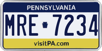 PA license plate MRE7234