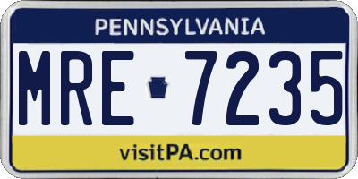 PA license plate MRE7235