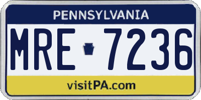 PA license plate MRE7236