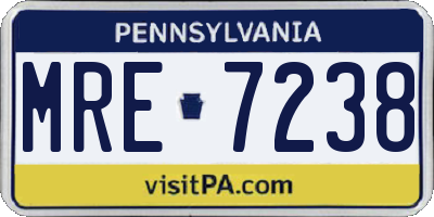 PA license plate MRE7238