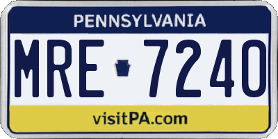 PA license plate MRE7240