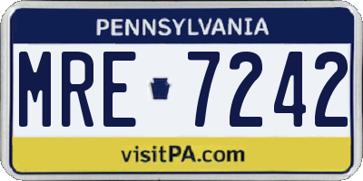 PA license plate MRE7242