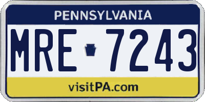PA license plate MRE7243