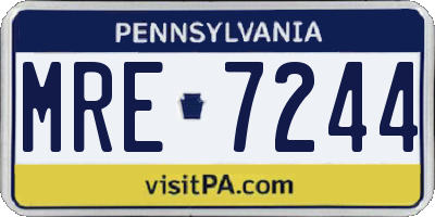 PA license plate MRE7244