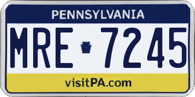 PA license plate MRE7245
