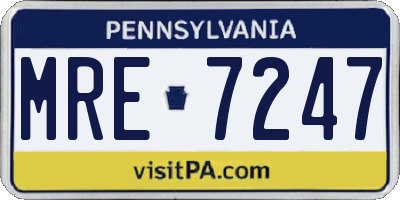 PA license plate MRE7247