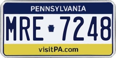 PA license plate MRE7248