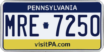 PA license plate MRE7250