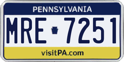 PA license plate MRE7251