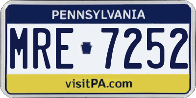 PA license plate MRE7252