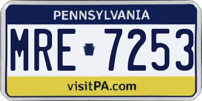 PA license plate MRE7253