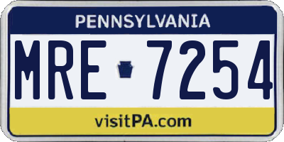 PA license plate MRE7254