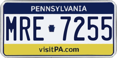 PA license plate MRE7255