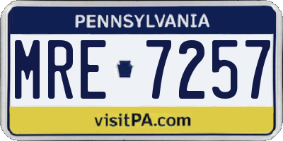 PA license plate MRE7257