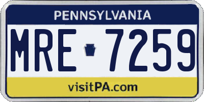 PA license plate MRE7259
