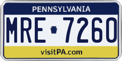 PA license plate MRE7260