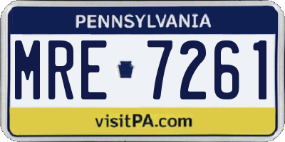 PA license plate MRE7261