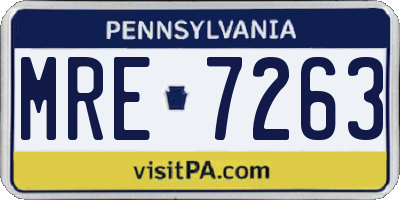 PA license plate MRE7263