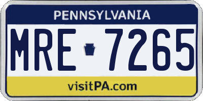PA license plate MRE7265