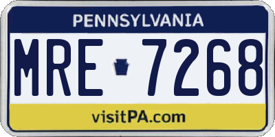 PA license plate MRE7268
