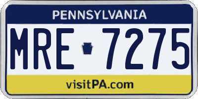 PA license plate MRE7275