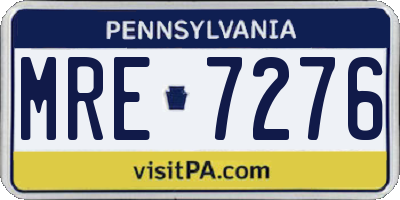 PA license plate MRE7276