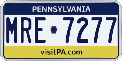 PA license plate MRE7277