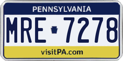 PA license plate MRE7278
