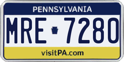 PA license plate MRE7280