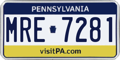PA license plate MRE7281
