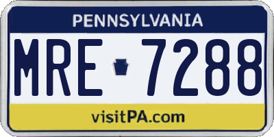 PA license plate MRE7288