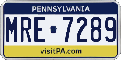 PA license plate MRE7289