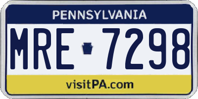 PA license plate MRE7298