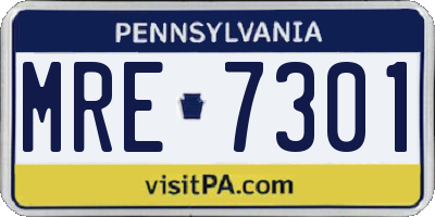 PA license plate MRE7301