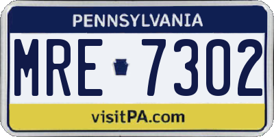 PA license plate MRE7302