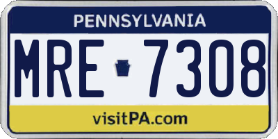PA license plate MRE7308