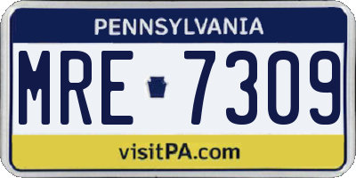 PA license plate MRE7309