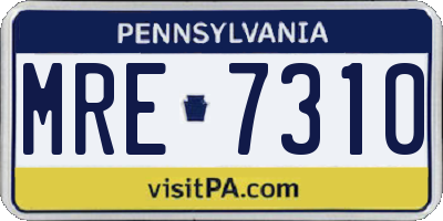PA license plate MRE7310
